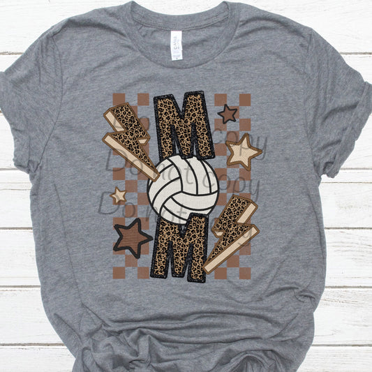 Mom volleyball leopard bolt-DTF