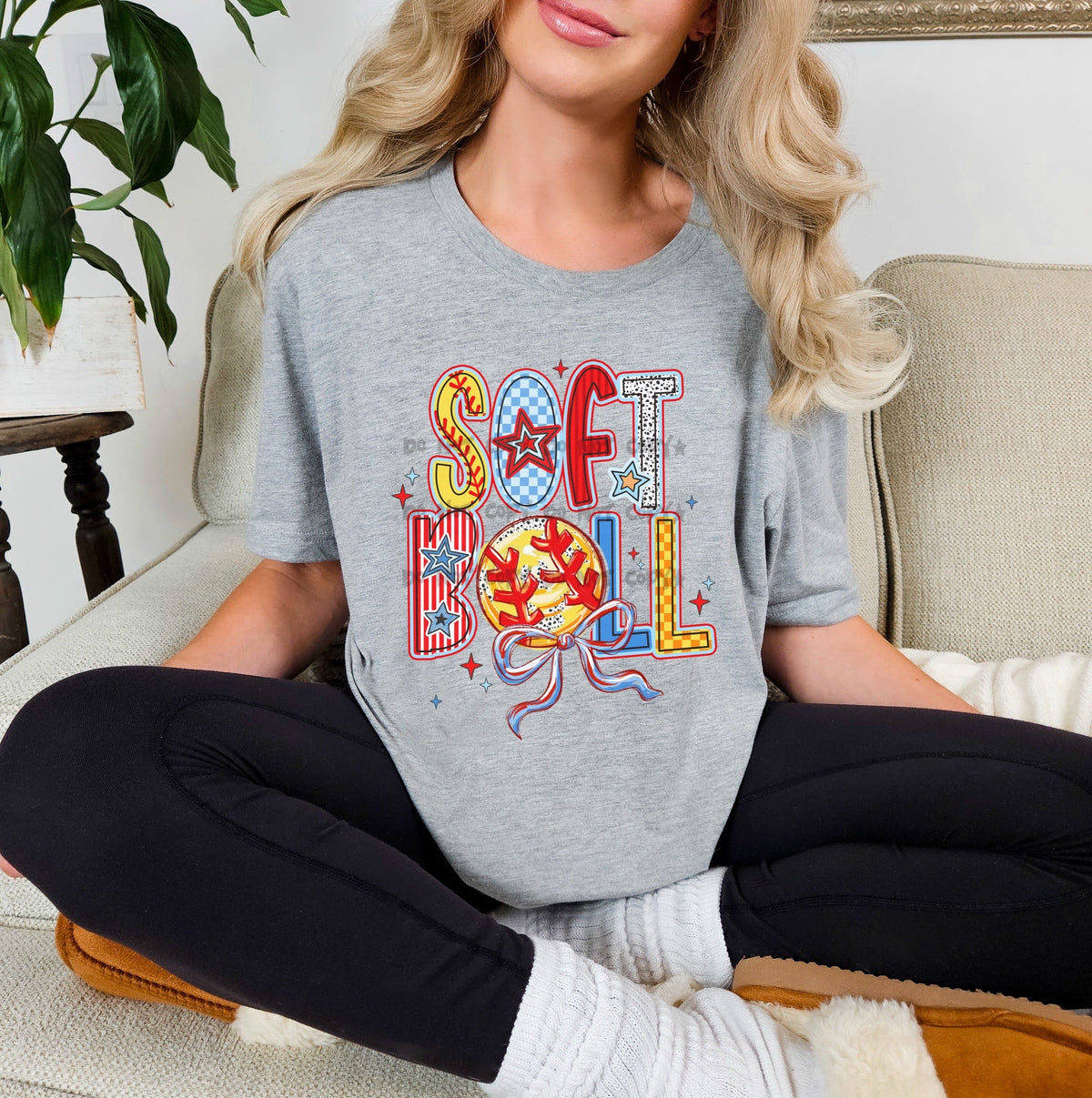 Softball Pattern letters-DTF