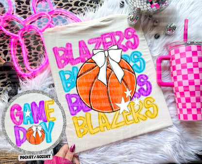 Bright Preppy Basketball(included FRONT AND BACK) DROPDOWN- DTF&UV