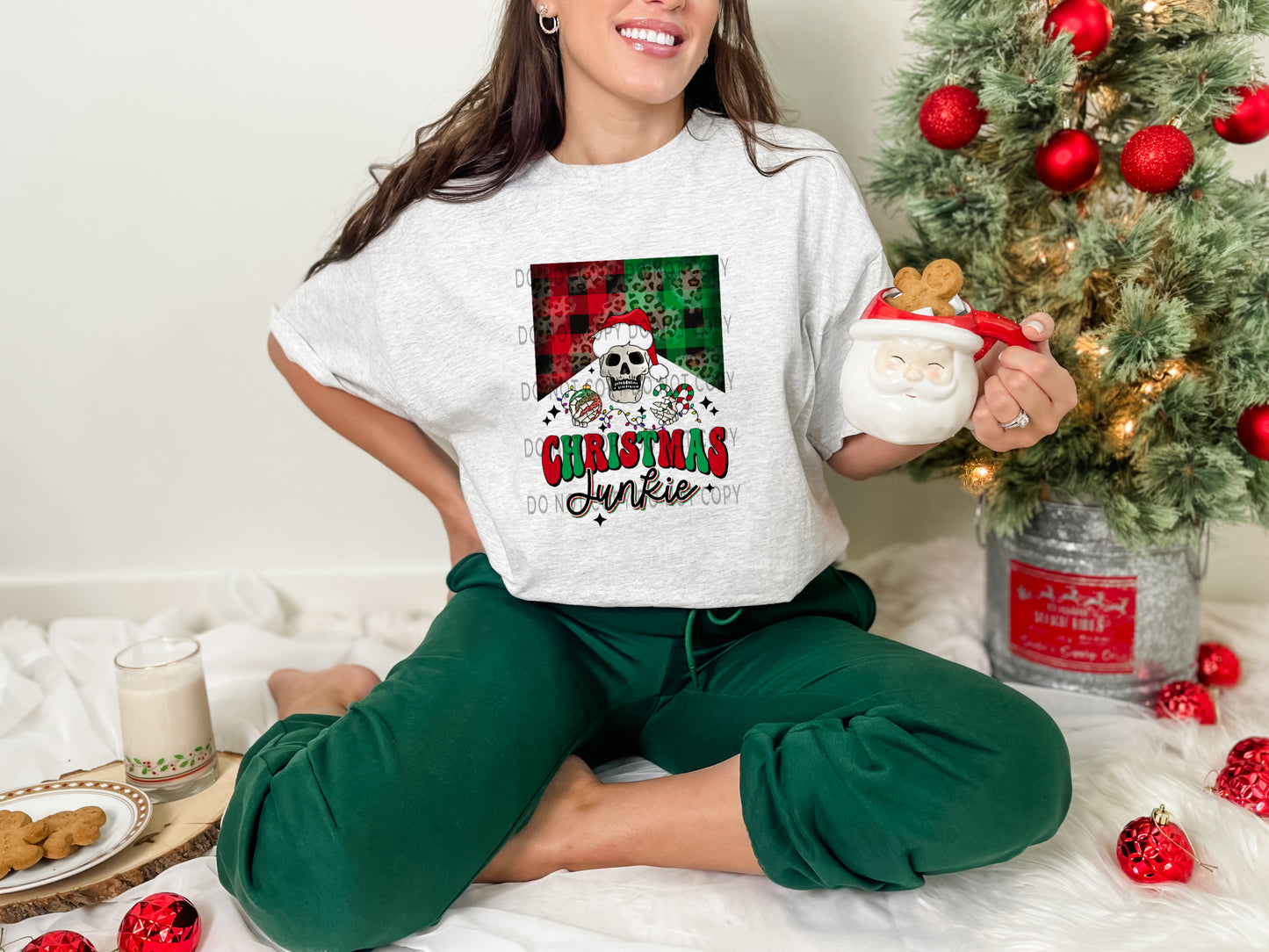 Christmas Junkie Buffalo Plaid And Leopard - DTF