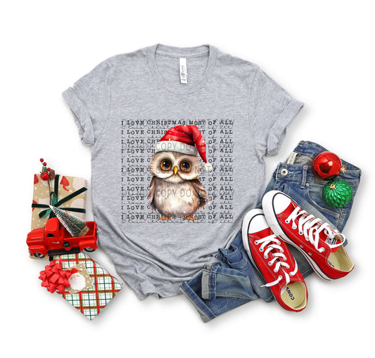 I Love Christmas Most Of All Owl Santa -DTF