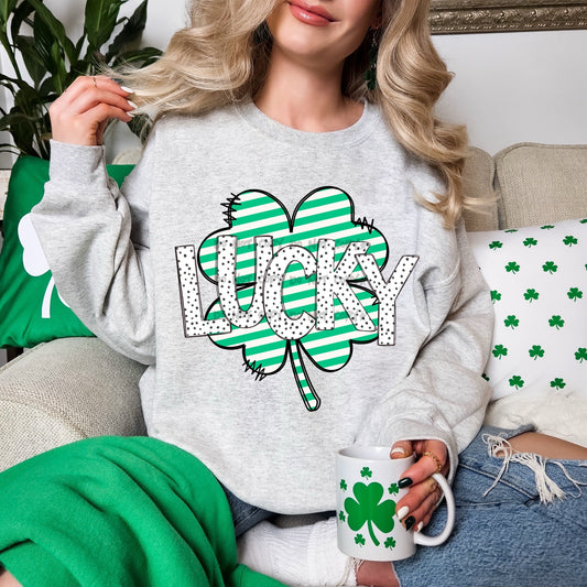 Lucky dotted and stripe clover-DTF