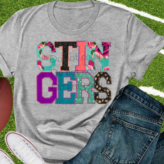 Stingers appliqué words-DTF