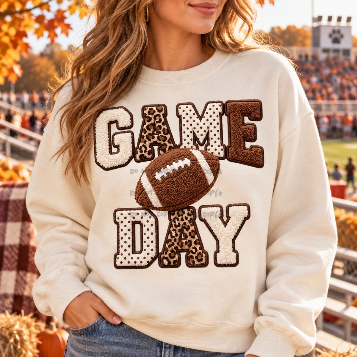 Game Day Football faux embroidery-DTF&UV