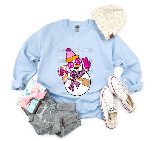 Groovy Snowman Pink - DTF