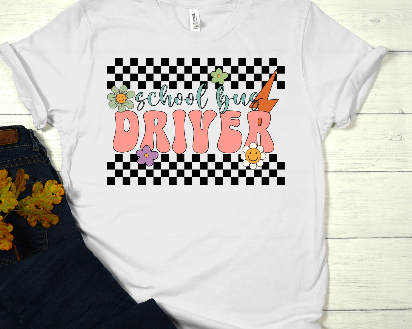 School bus driver checkered-DTF