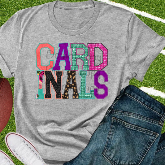 Cardinals faux appliqué words-DTF
