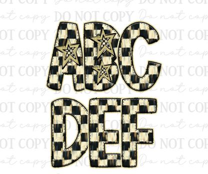 Glittery Custom Checkered Mascot/NAME/Occupation: ANY NAME-DTF
