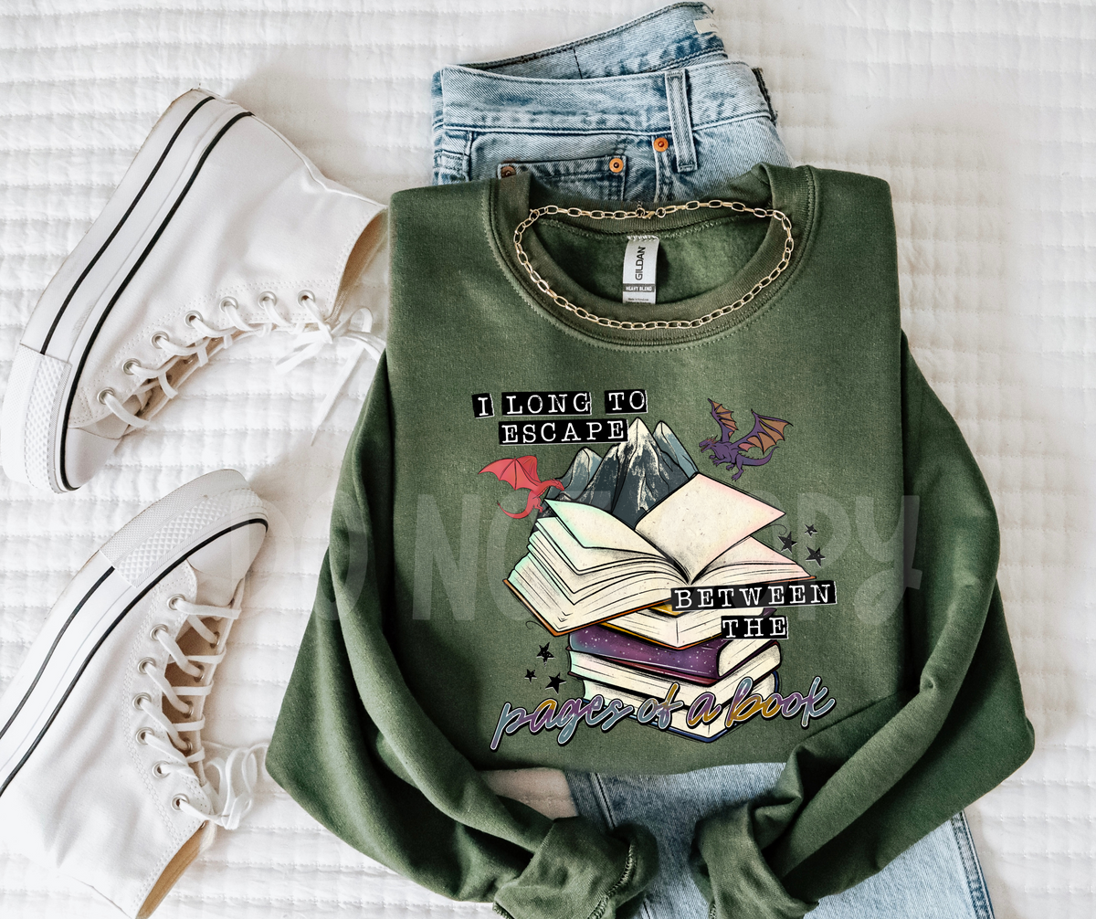 I Long To Escape between pages of a book-DTF
