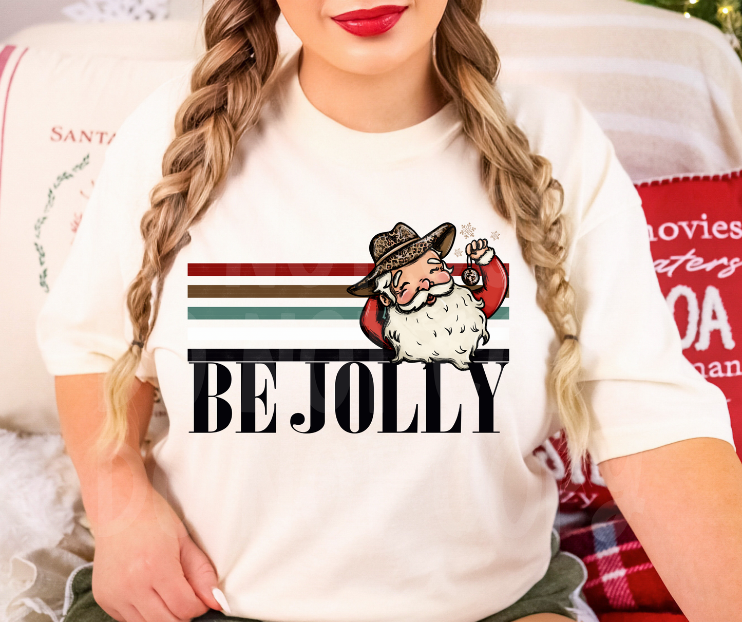 Be Jolly Western Santa Retro Stripe-DTF