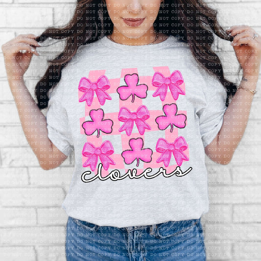 Clovers Coquette Checkered Faux Embroidery - DTF