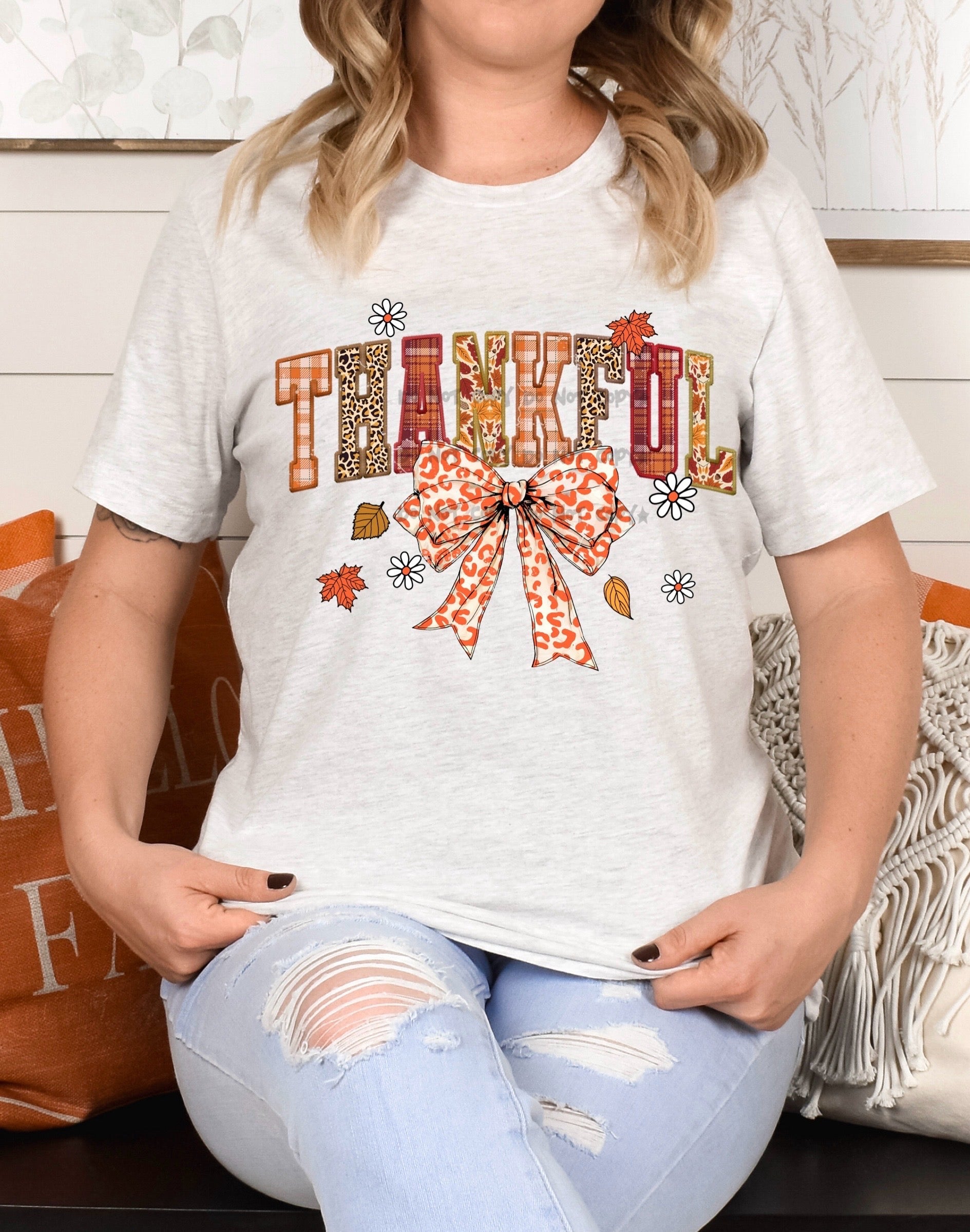 Fall Pattern Thankful Thankful fall patterns with leopard bow-DTF – ABIDesignstore
