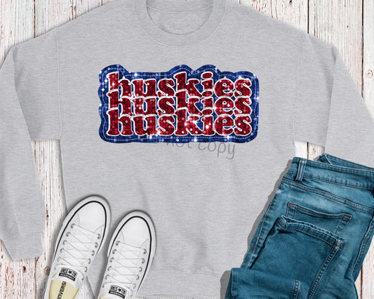 Huskies stacked sequin-DTF