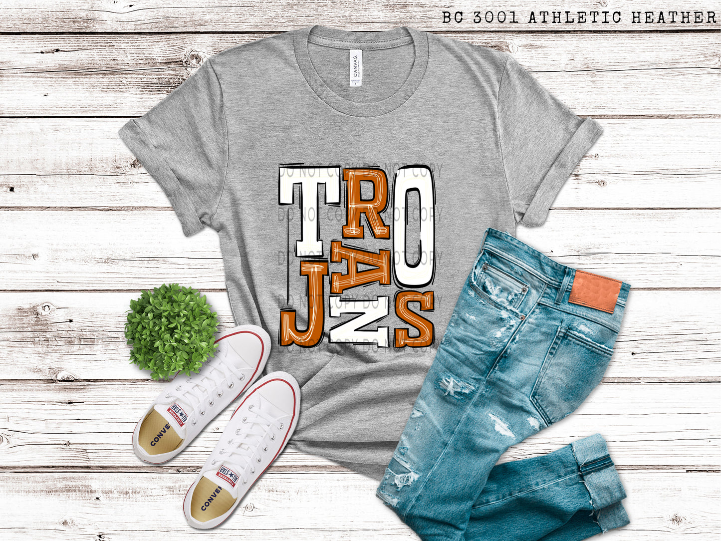 Trojans Burnt Orange and White - DTF