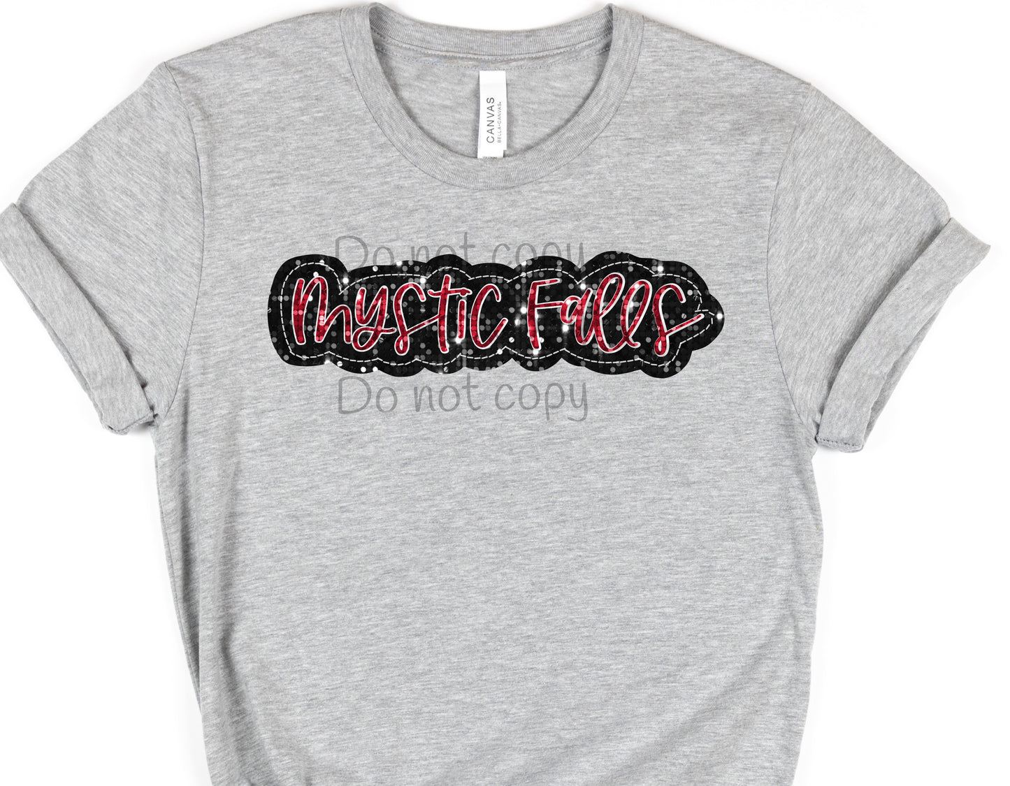 Mystic falls black red sequin-DTF