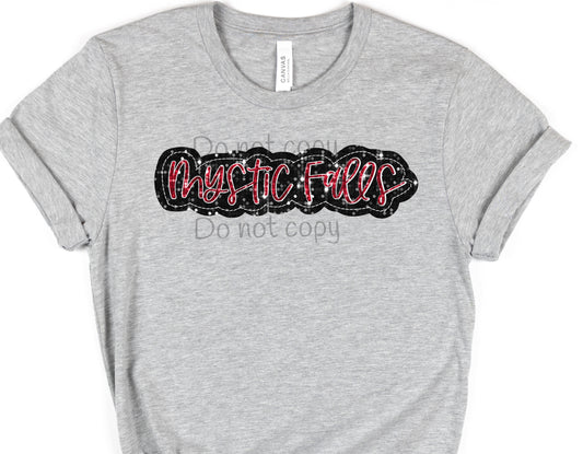 Mystic falls black red sequin-DTF