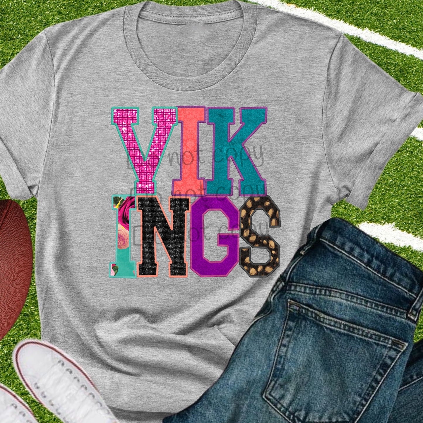 Vikings faux appliqué words-DTF