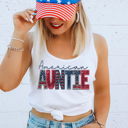 American Auntie Faux Embroidery Sequin - DTF