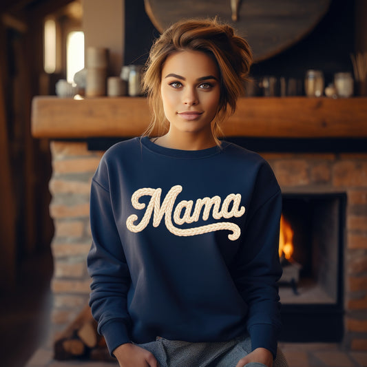 Mama faux stitched cream-DTF&UV