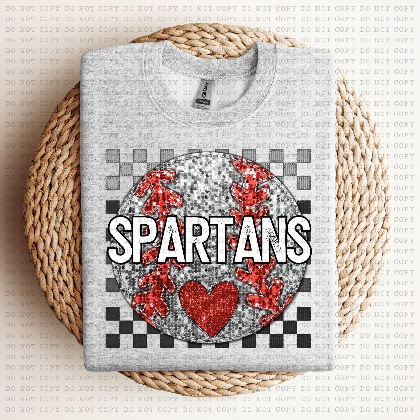 Baseball Mascots Faux Embroidery Checkered Sequins -DTF