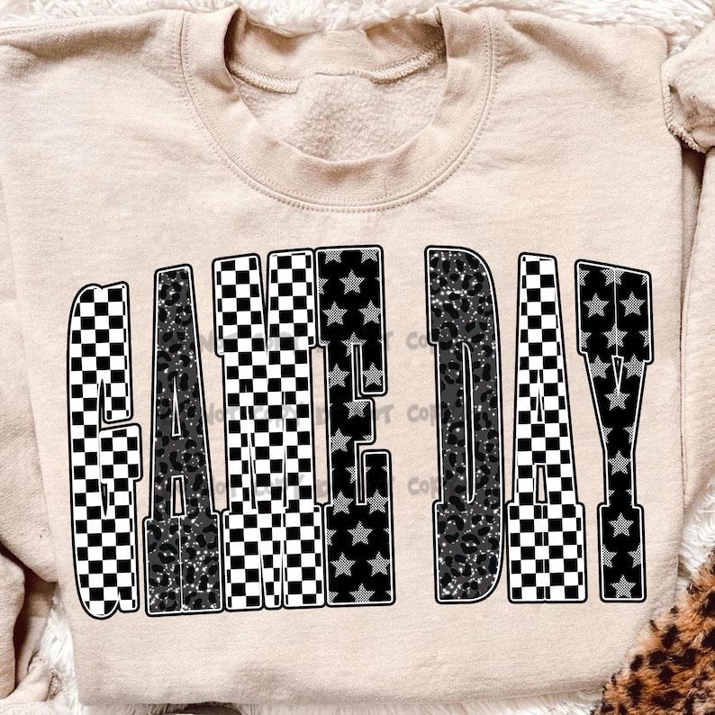 Game Day checkered with stars-DTF&UV
