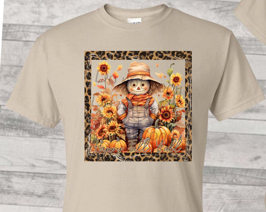 Happy fall y’all scarecrow sunflowers -DTF