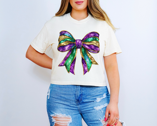 Mardis Gras bow-DTF