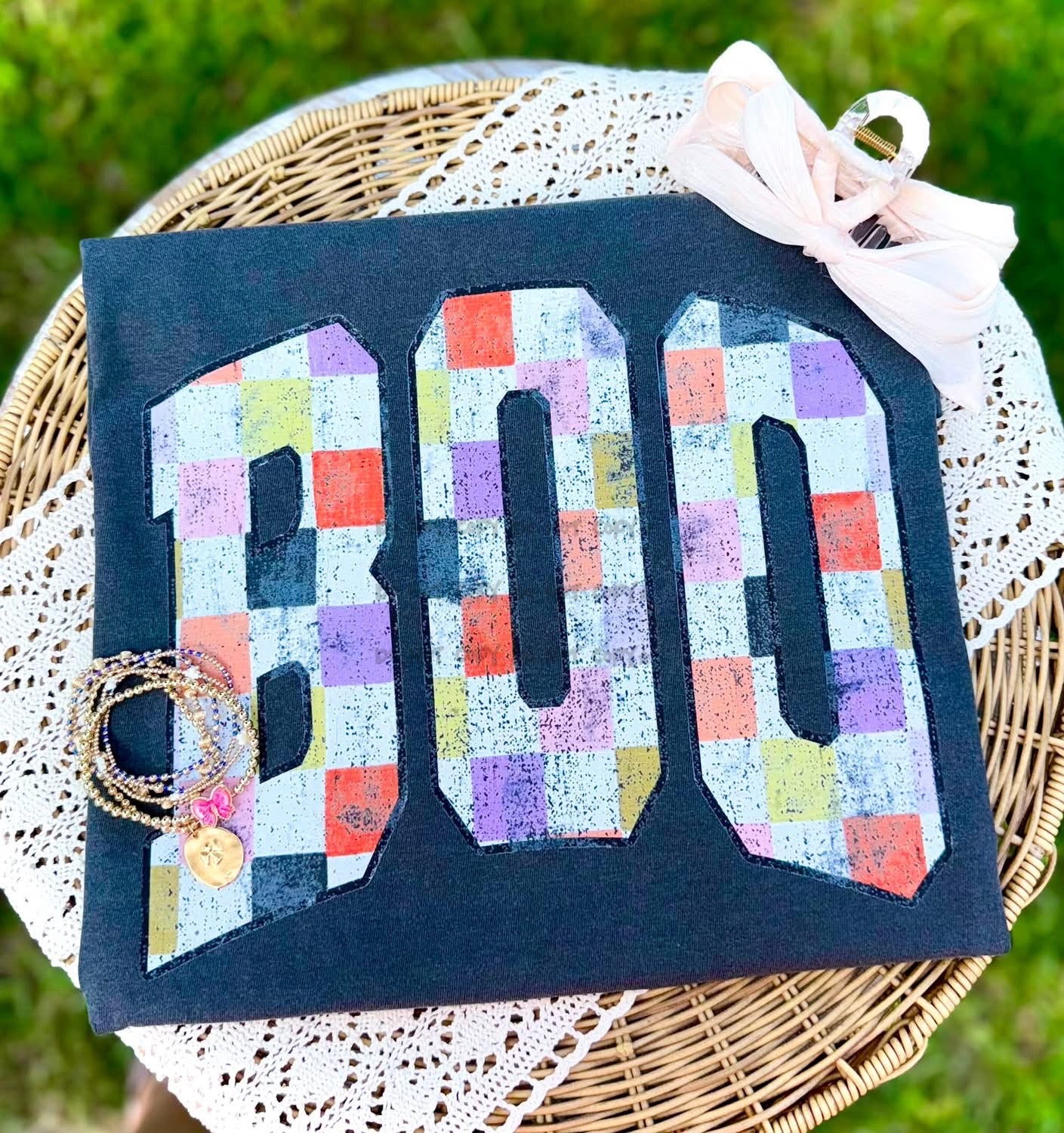 Boo colorful checkered  - DTF DEAL