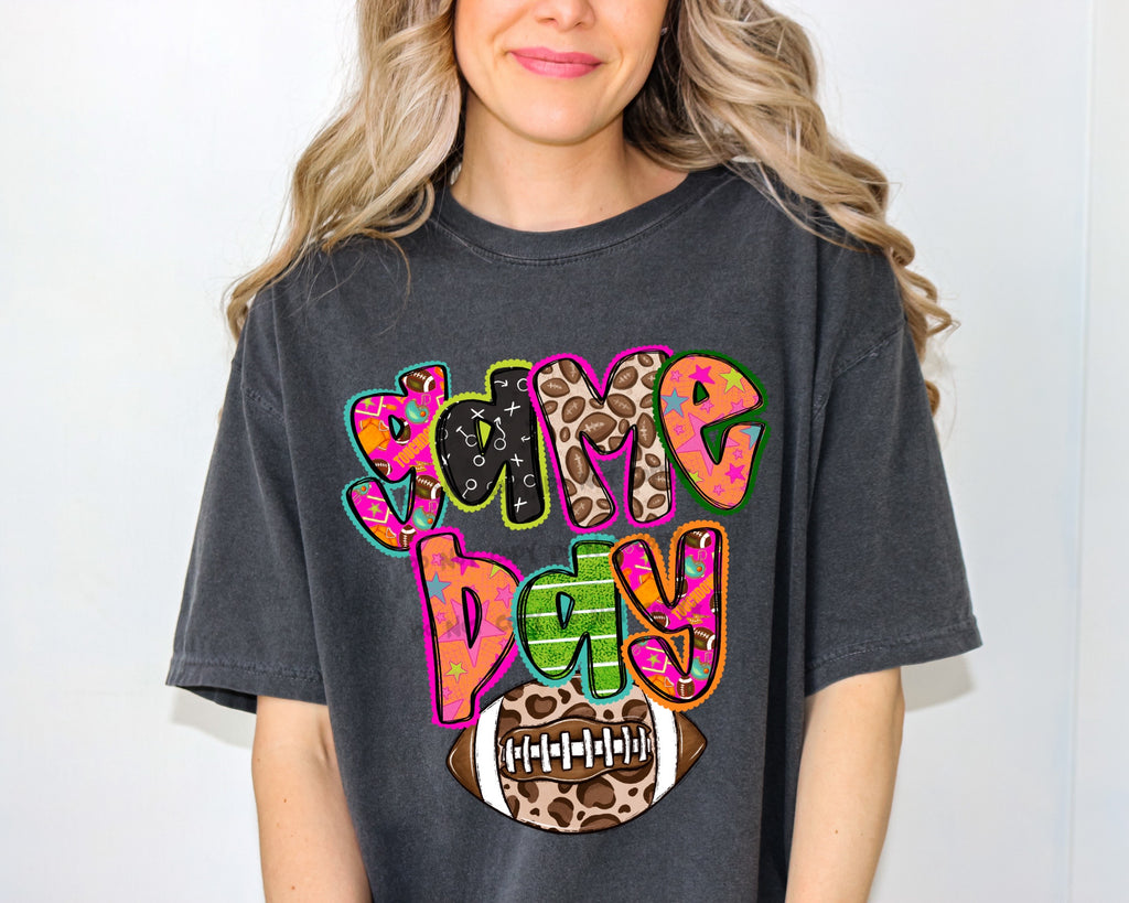 Preppy Game Day leopard football- DTF&UV