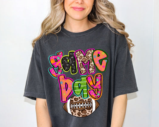 Preppy Game Day leopard football- DTF&UV