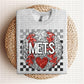 Baseball Mascots Faux Embroidery Checkered Sequins -DTF