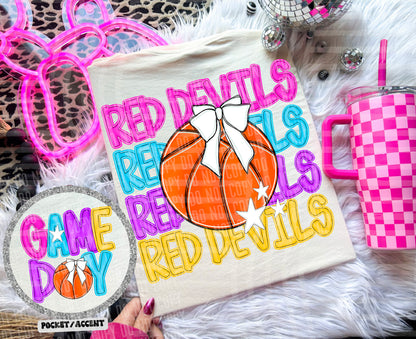 Bright Preppy Basketball(included FRONT AND BACK) DROPDOWN- DTF&UV