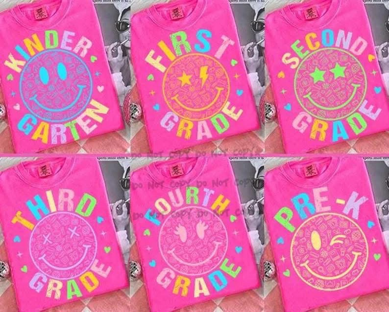 Colorful Smiley Grades (6 Options) -DTF