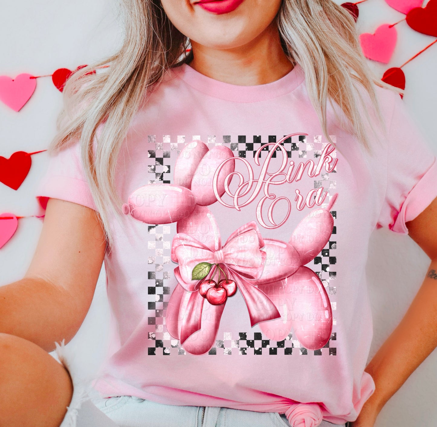 Pink Era Balloon Dog Checkered - DTF