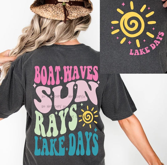 Boat Waves Sun Rays Lake Days (BACK)-DTF
