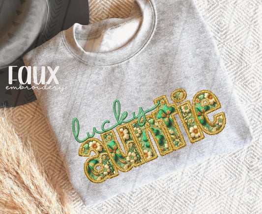 Lucky Auntie Faux Embroidery DTF