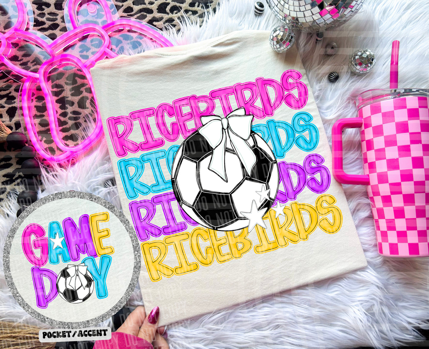 Bright Preppy Soccer(included FRONT AND BACK) DROPDOWN- DTF&UV