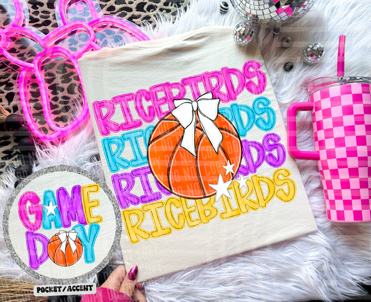 Bright Preppy Basketball(included FRONT AND BACK) DROPDOWN- DTF&UV