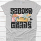Second grade retro flowers pencil -DTF