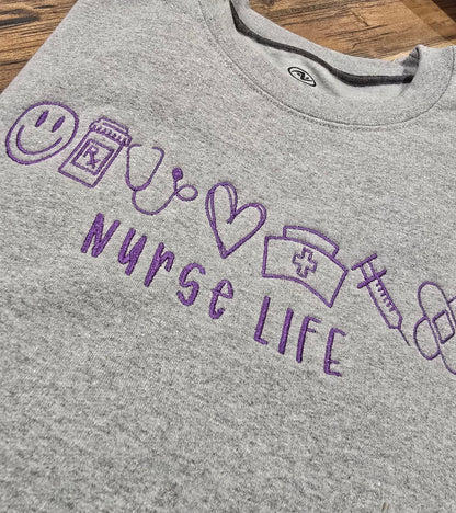 Nurse Life Embroidered Sweatshirt