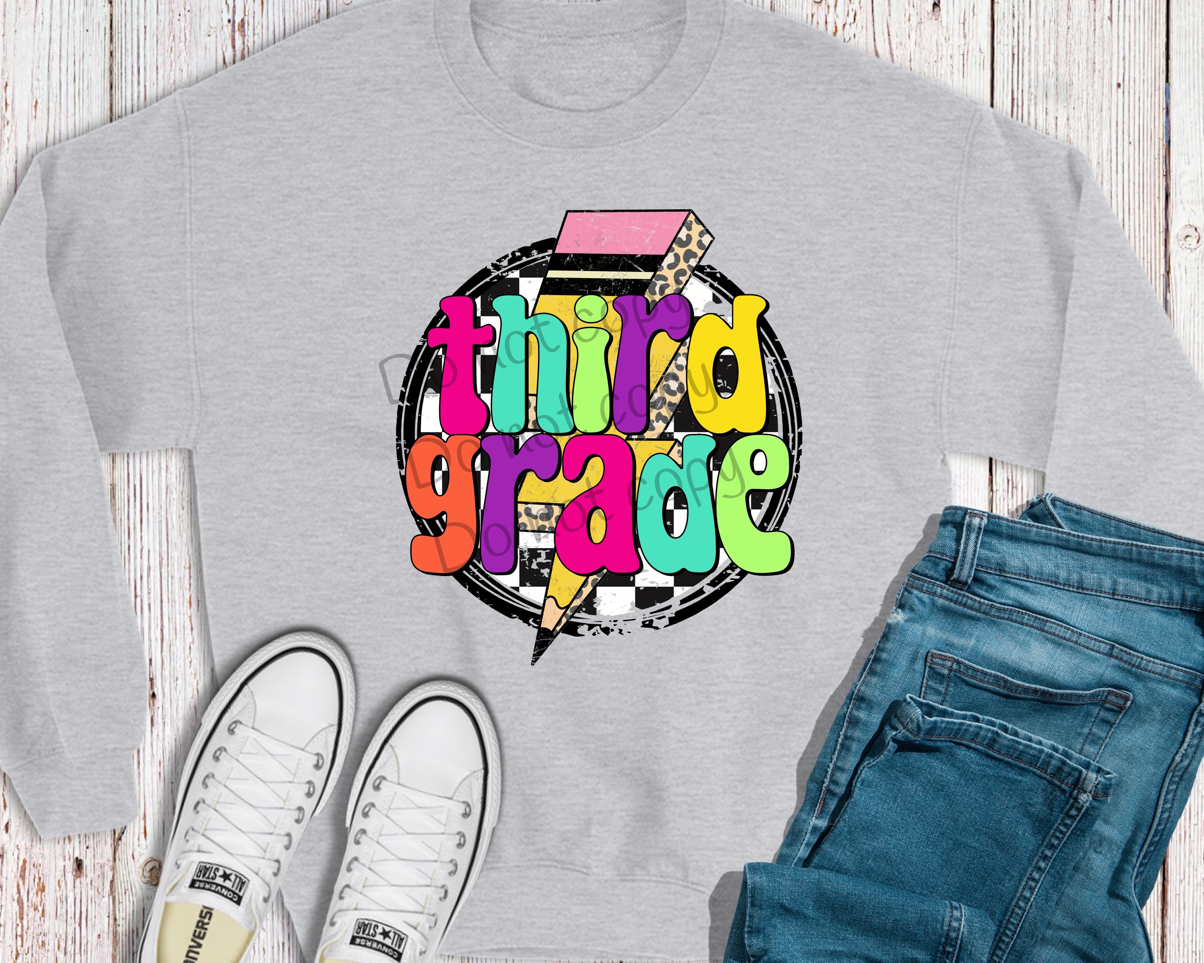 Third Grade pencil bolt-DTF – ABIDesignstore