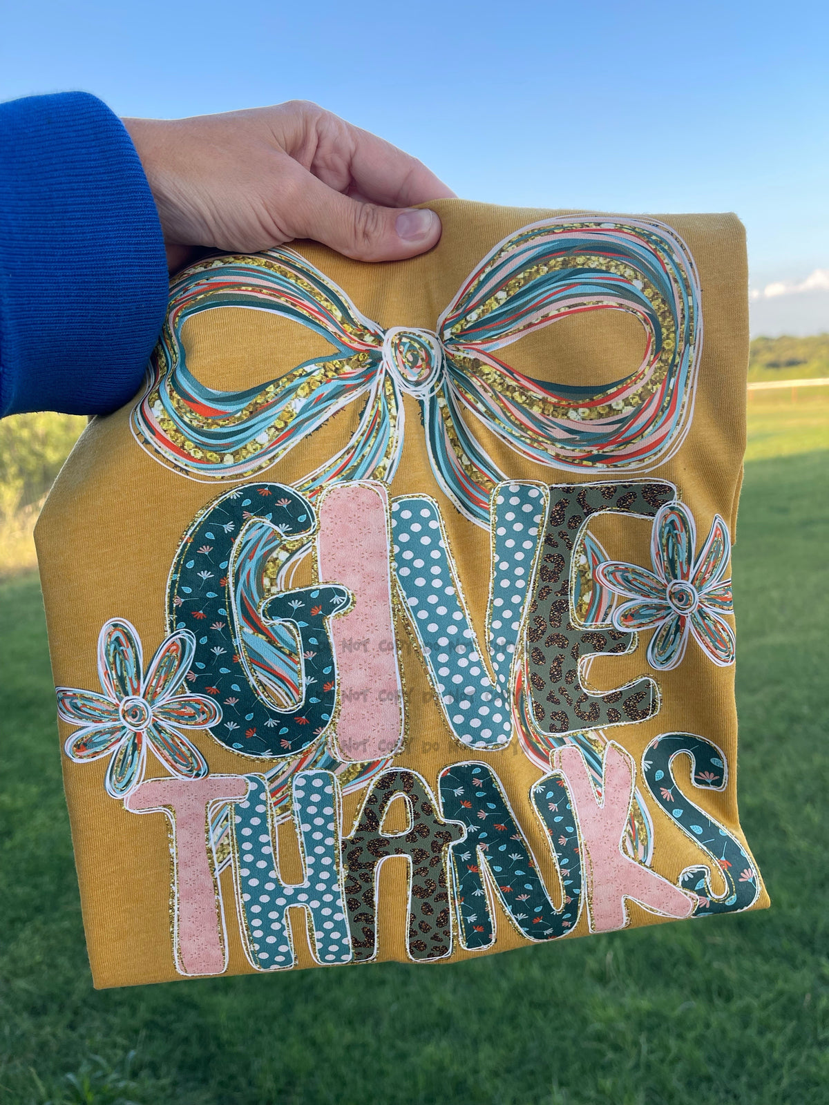 Give thanks bow and flowers-DTF&UV