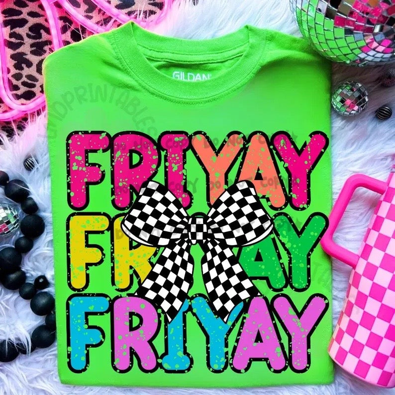 Friyay with Checkered bow- DTF&UV