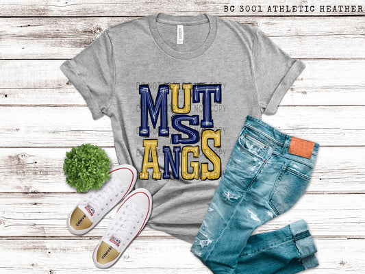 Mustangs Navy and Gold - DTF