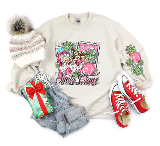 Santa Claus Is Coming To Town With Sleeve -DTF
