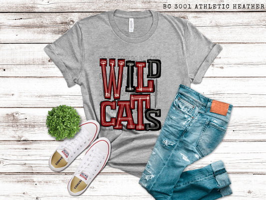 Wildcats Black and Cardinal Red - DTF