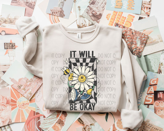 It Will Be Okay Sunflower Checkered - DTF
