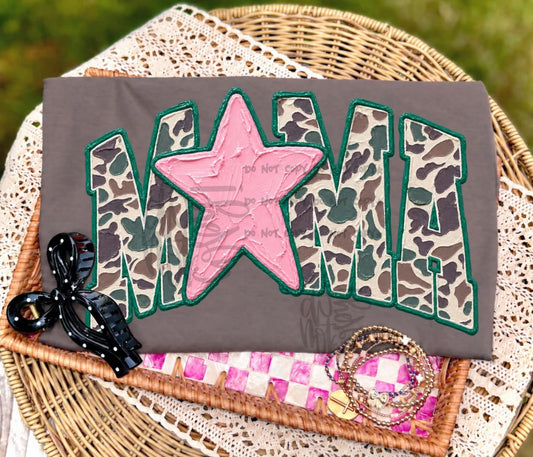 Mama Camo pink Star messy paint- DTF&UV