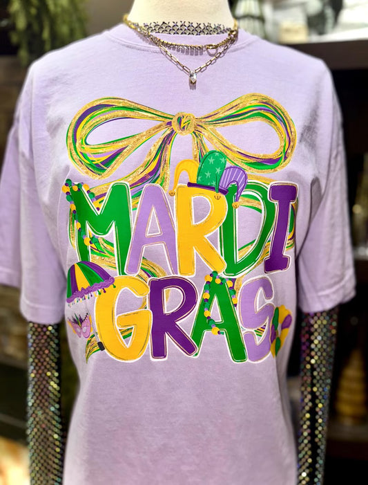Mardi Gras bow beads mask-DTF