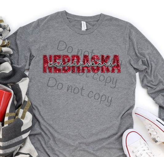 Nebraska cornhuskers sequin -DTF